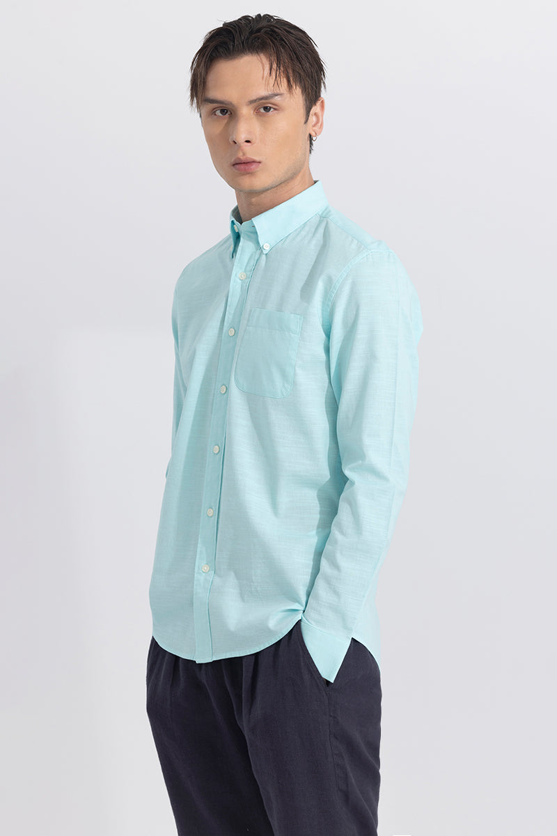 Linen Blend Blue Shirt