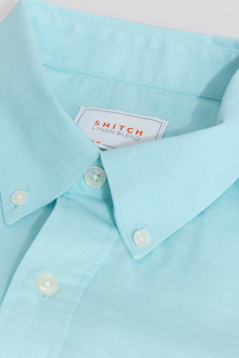 Linen Blend Blue Shirt