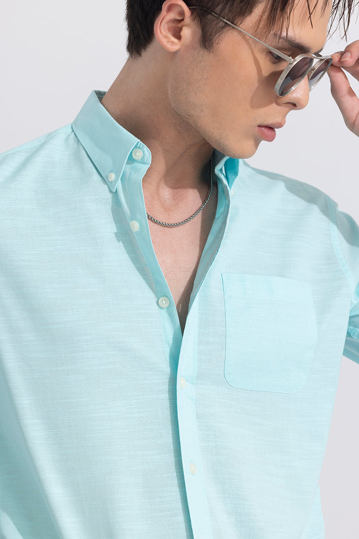 Linen Blend Blue Shirt