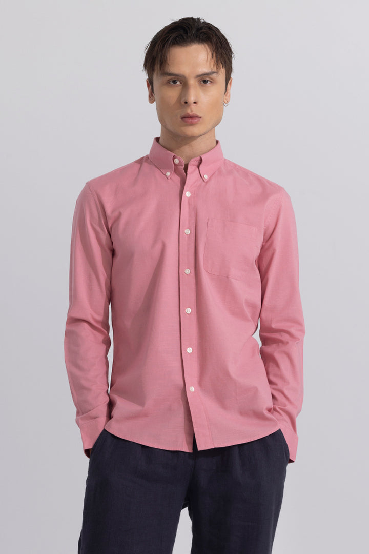 Linen Blend Coral Pink Shirt