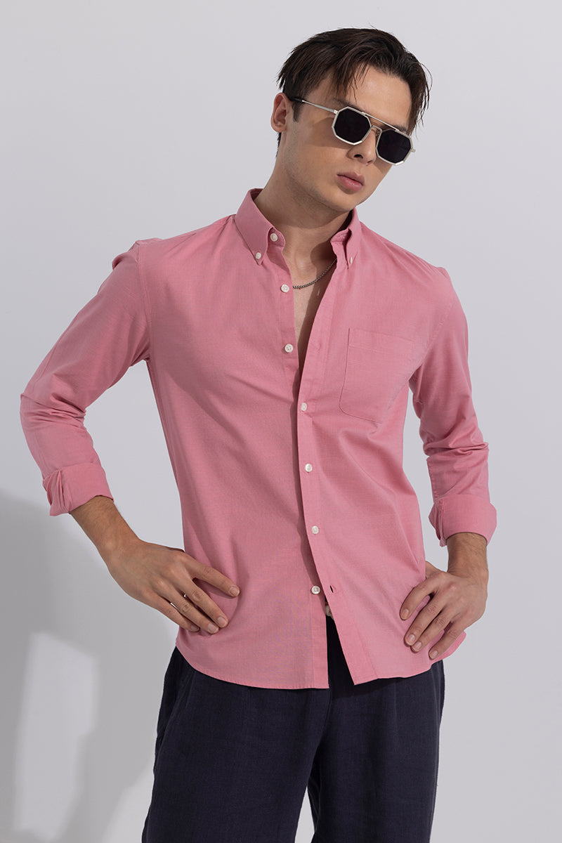 Linen Blend Coral Pink Shirt