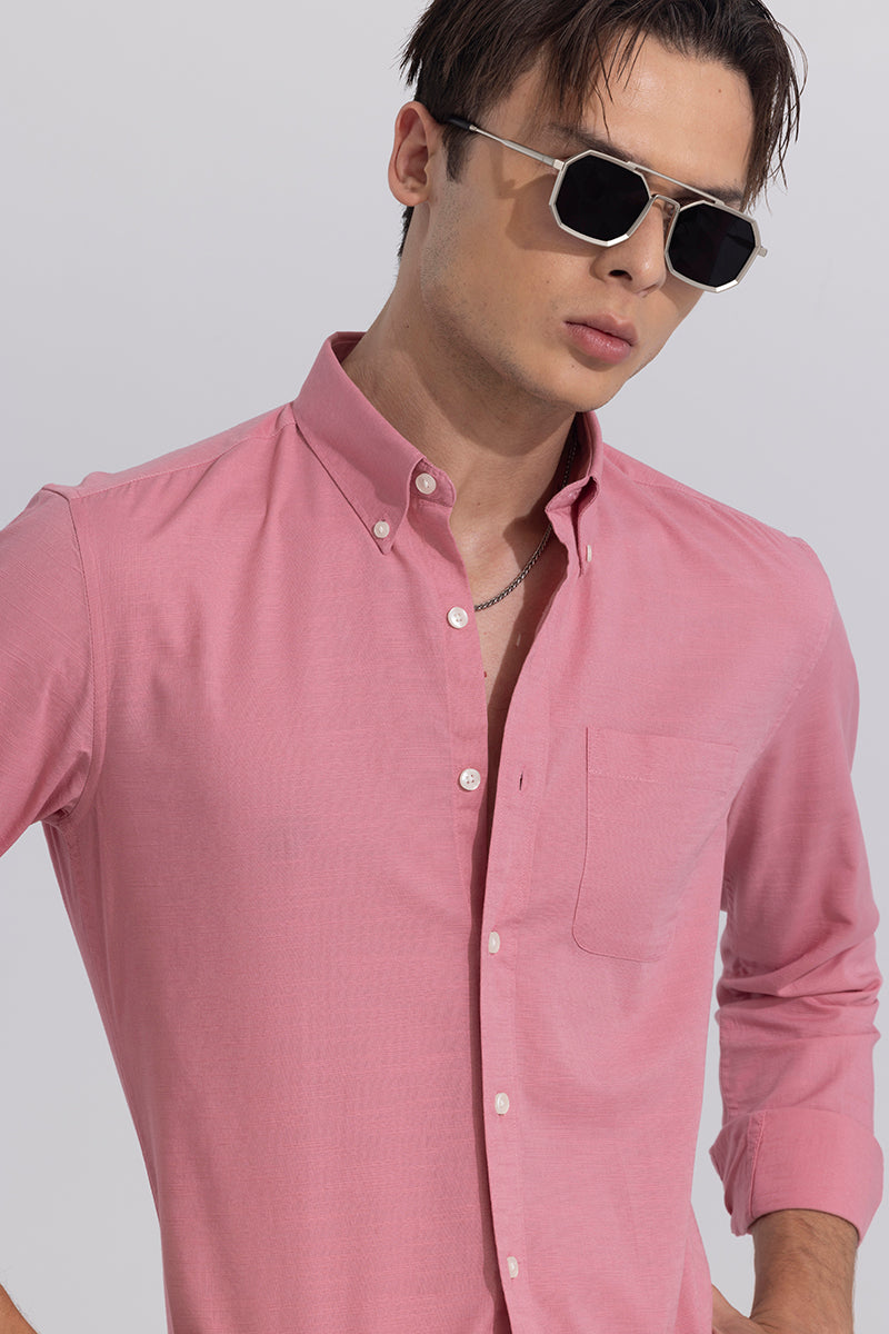 Linen Blend Coral Pink Shirt