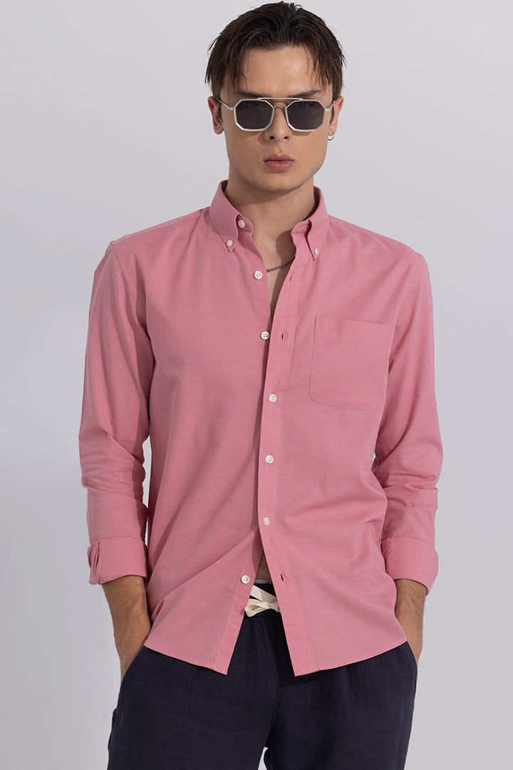 Linen Blend Coral Pink Shirt