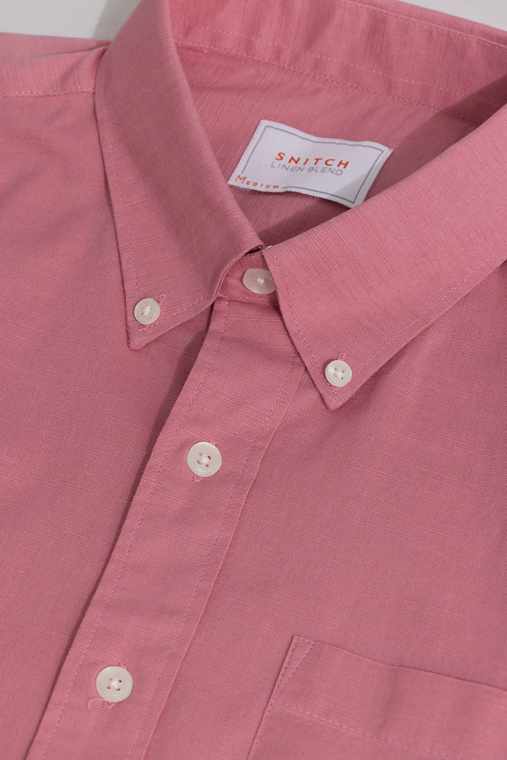 Linen Blend Coral Pink Shirt