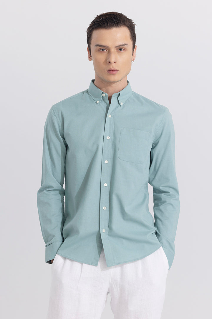 Buy Men's Linen Blend Pastel Green Shirt Online | SNITCH