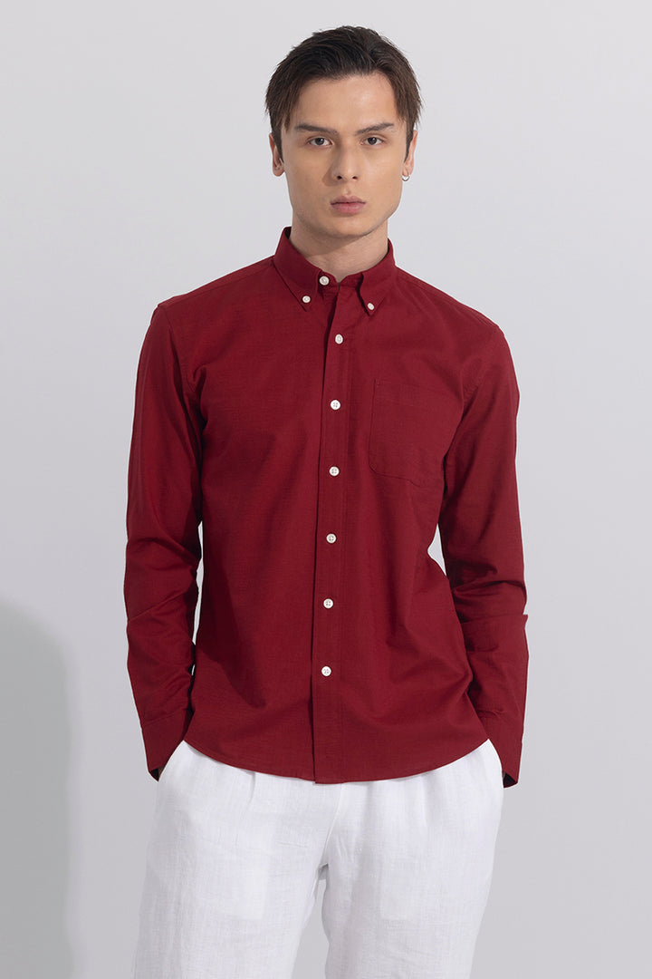 Linen Blend Red Shirt