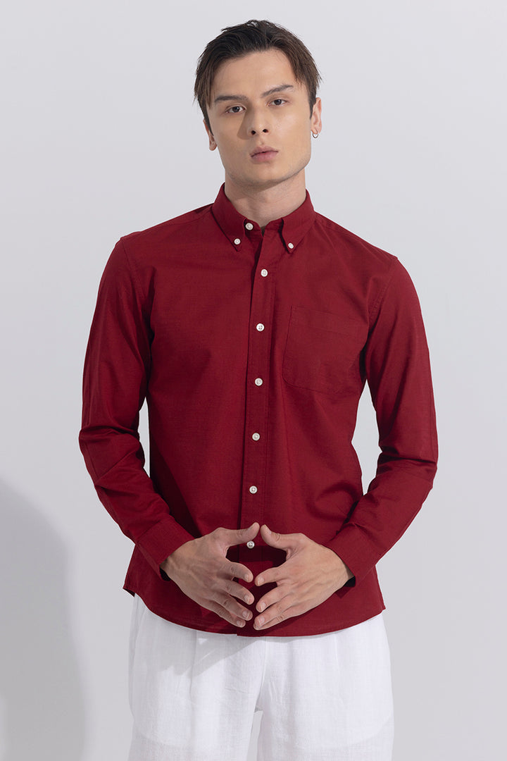 Linen Blend Red Shirt