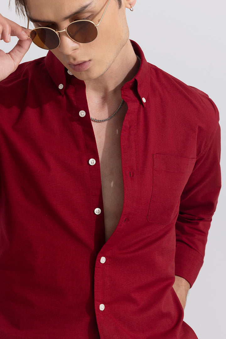 Linen Blend Red Shirt