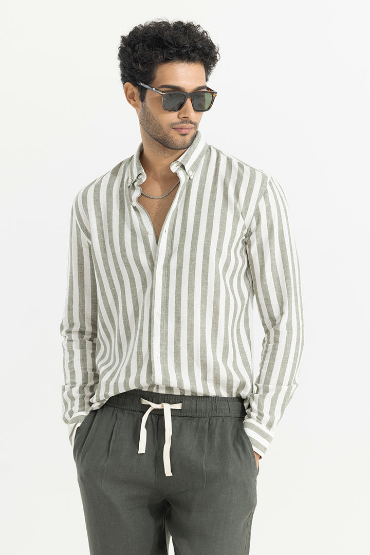 Maven Stripe Green Linen Shirt