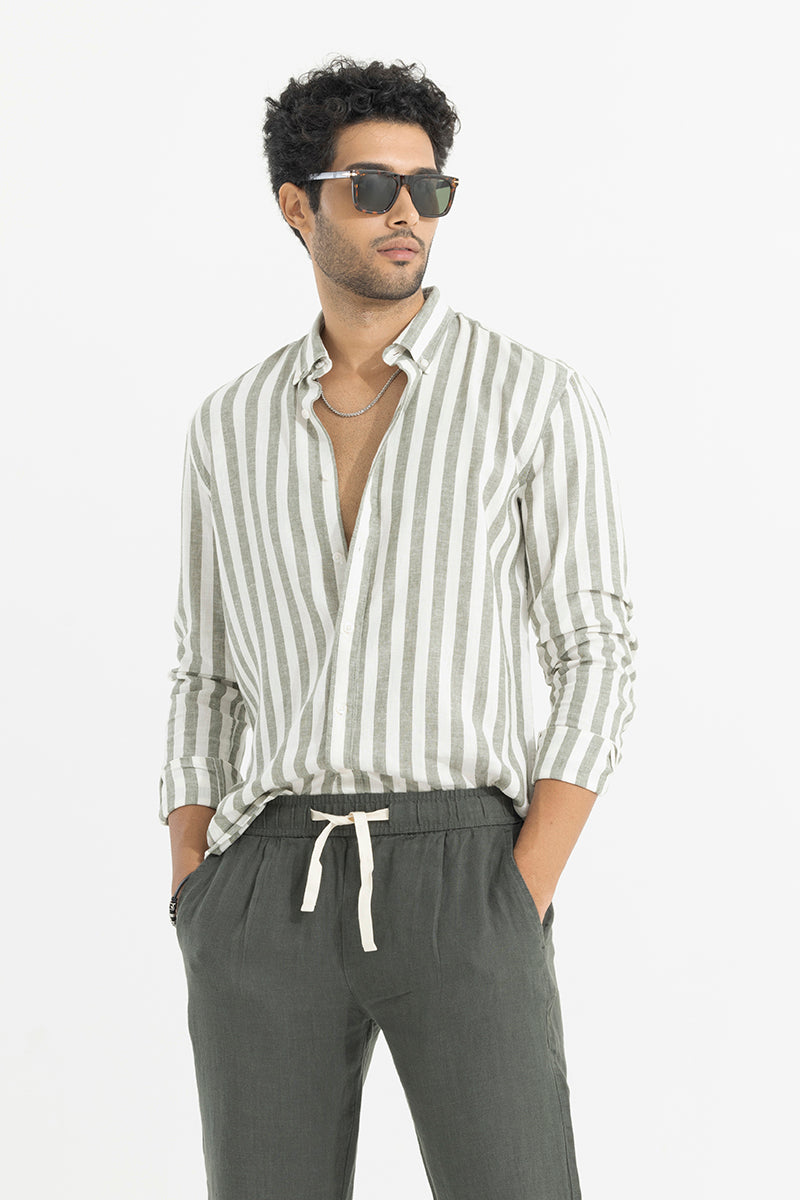 Maven Stripe Green Linen Shirt