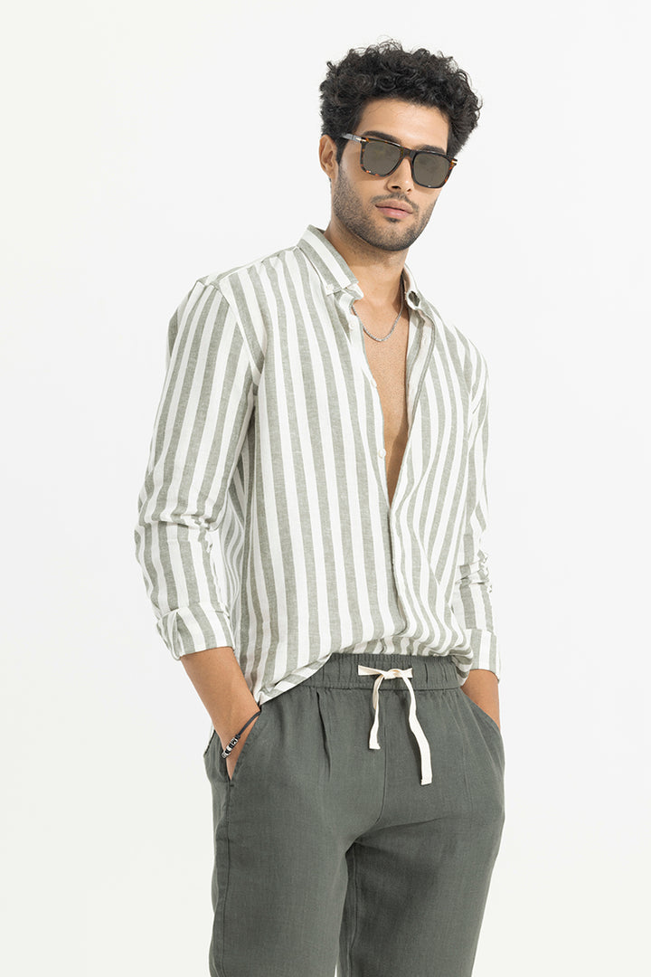 Maven Stripe Green Linen Shirt