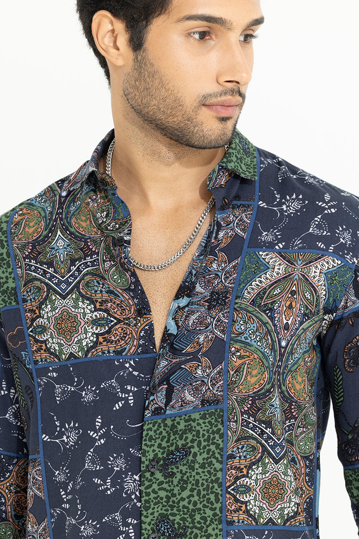 Urban Print Patch Green Shirt