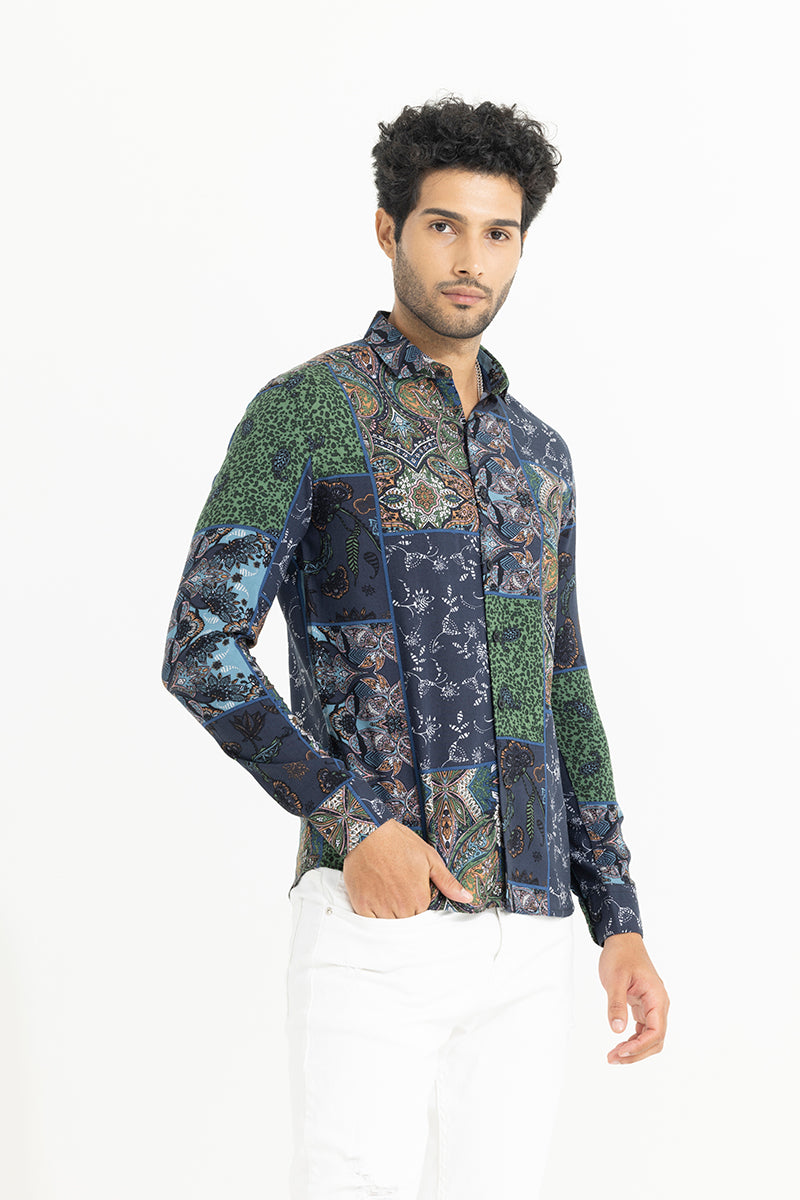 Urban Print Patch Green Shirt