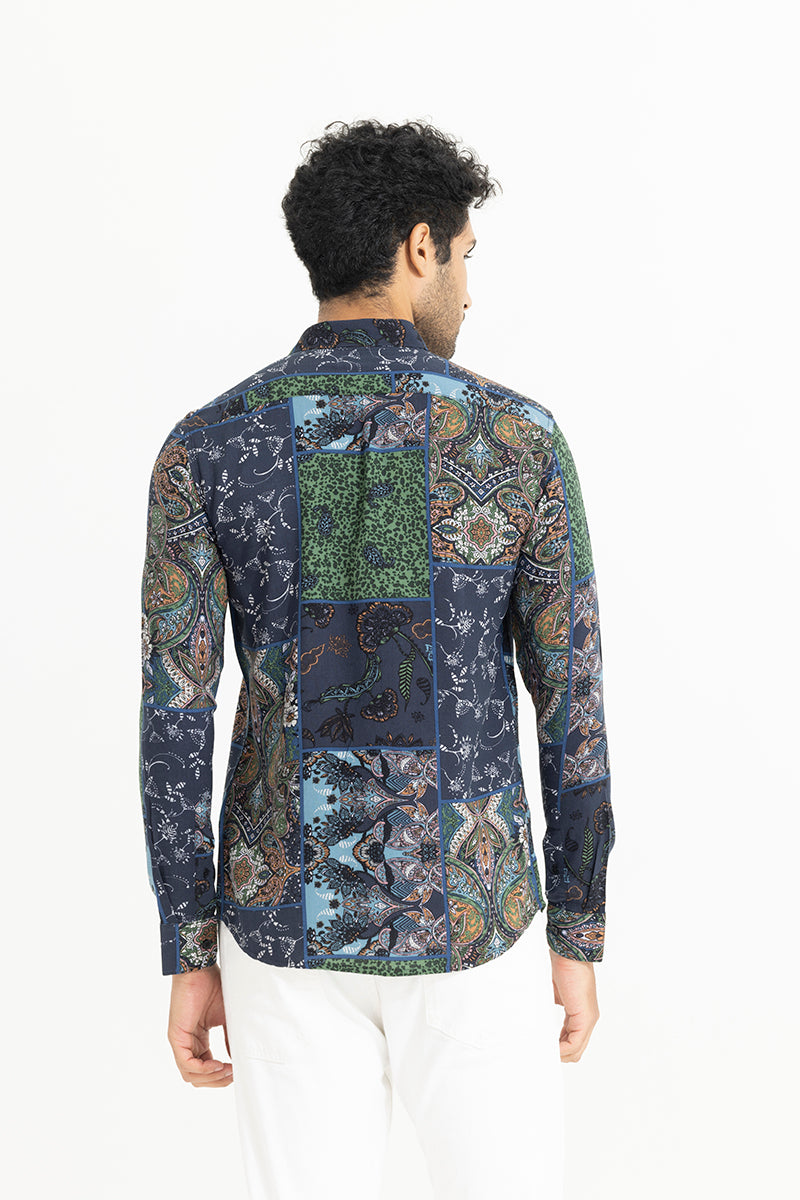 Urban Print Patch Green Shirt