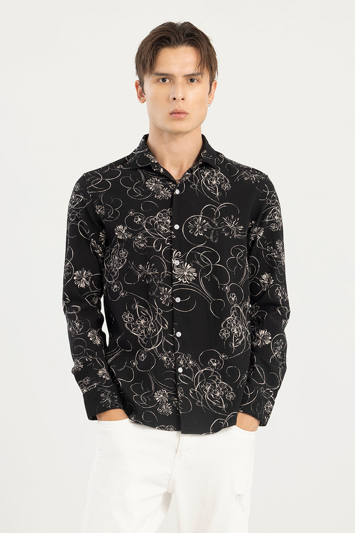 Callic Flower Black Shirt