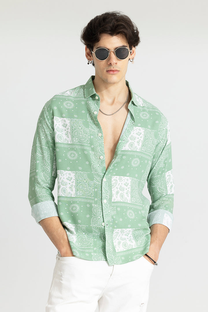 Persian Motif Green Shirt