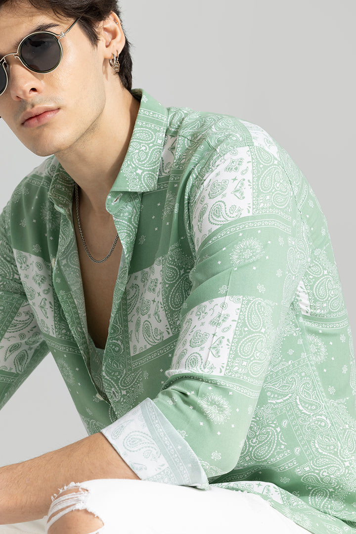 Persian Motif Green Shirt