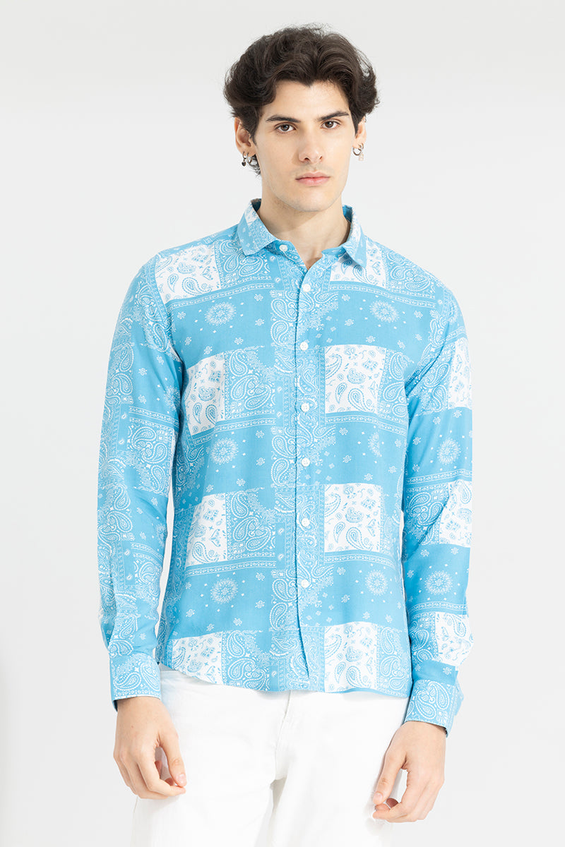 Persian Motif Blue Shirt