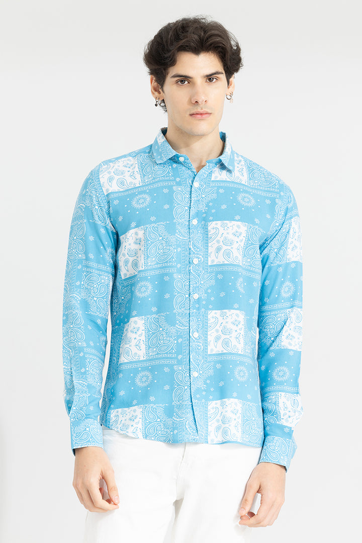 Persian Motif Blue Shirt