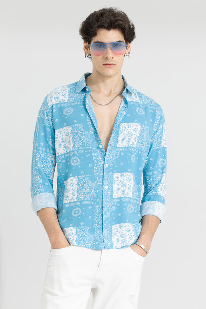 Persian Motif Blue Shirt