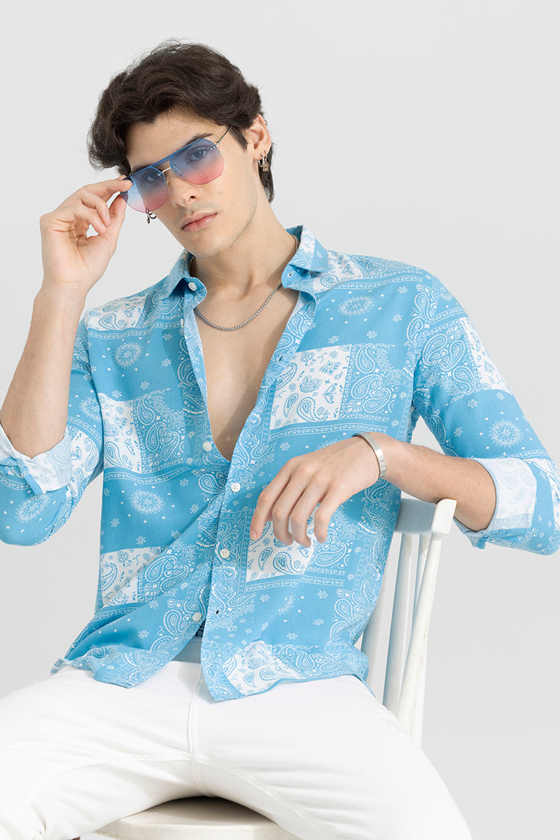 Persian Motif Blue Shirt