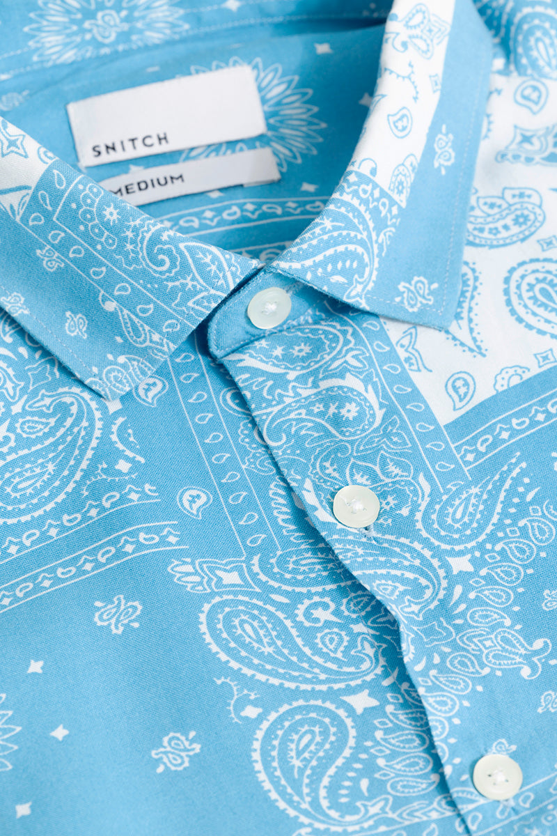 Persian Motif Blue Shirt