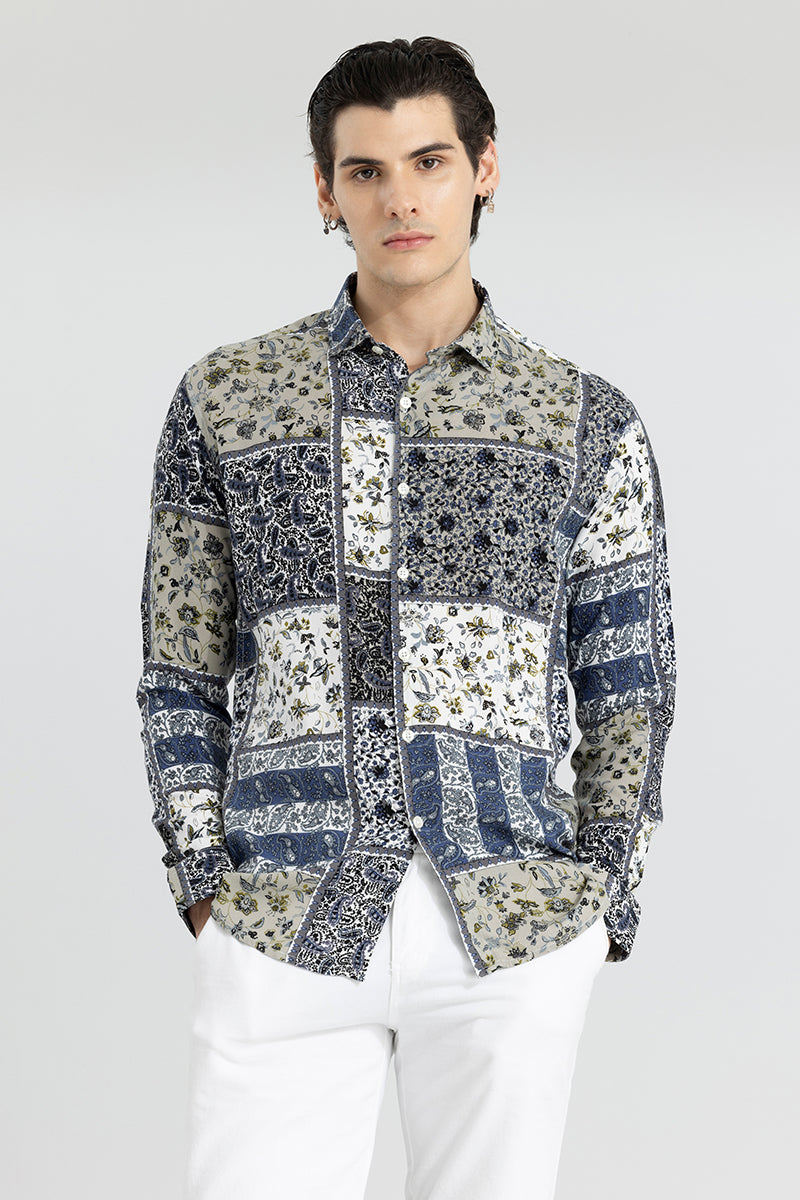 Mixed Print Cream Shirt