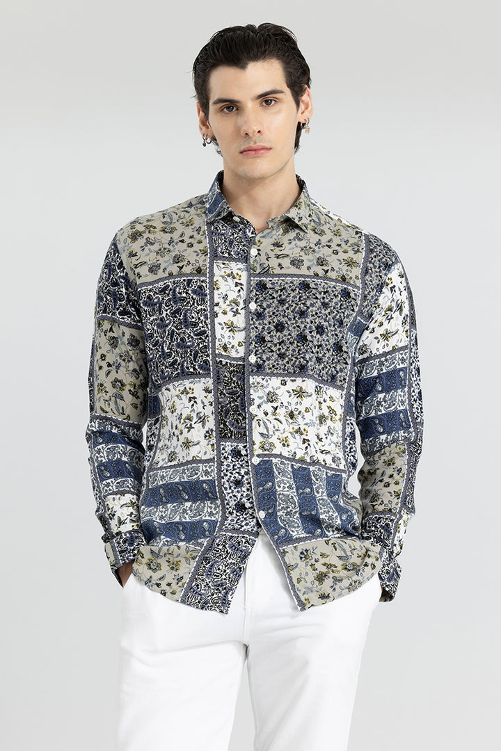 Mixed Print Cream Shirt