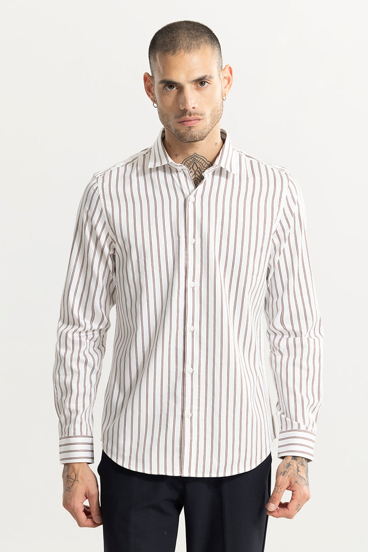 Dual Line Stripe White Shirt