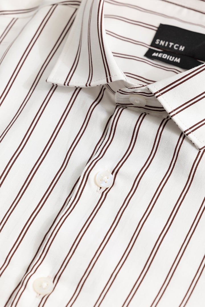 Dual Line Stripe White Shirt