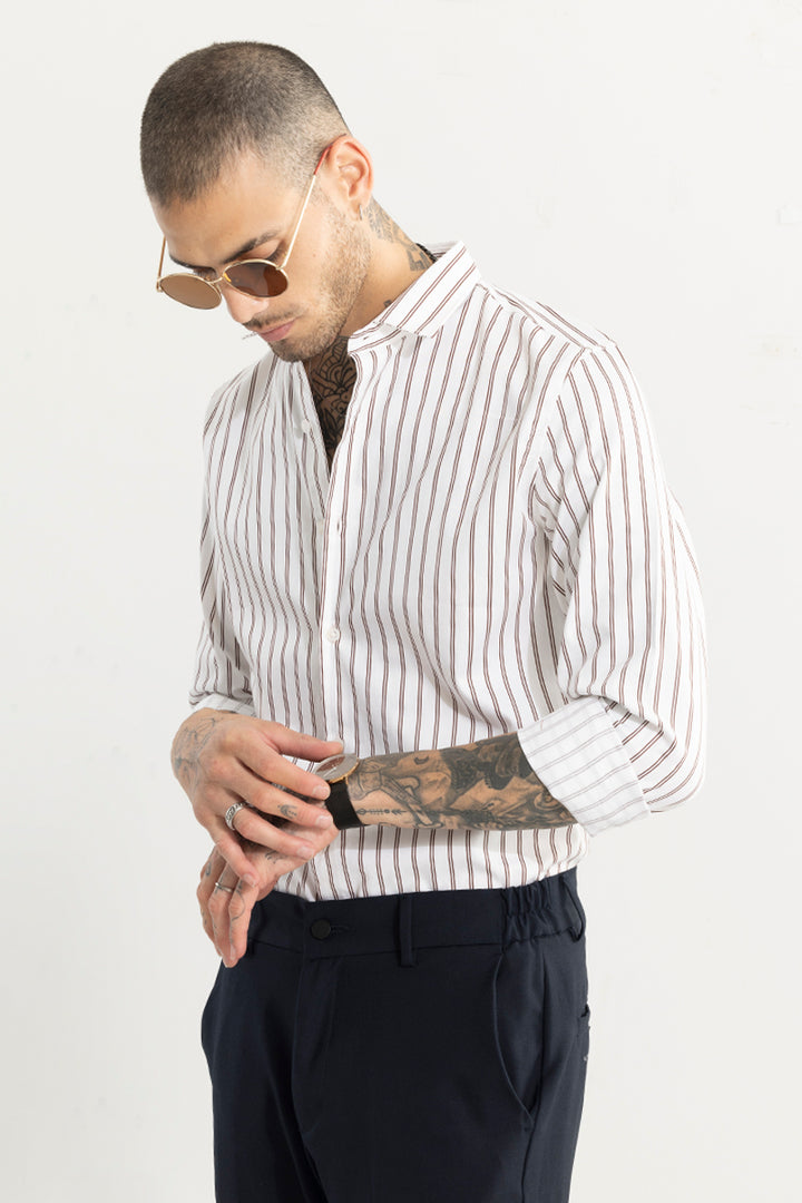 Dual Line Stripe White Shirt