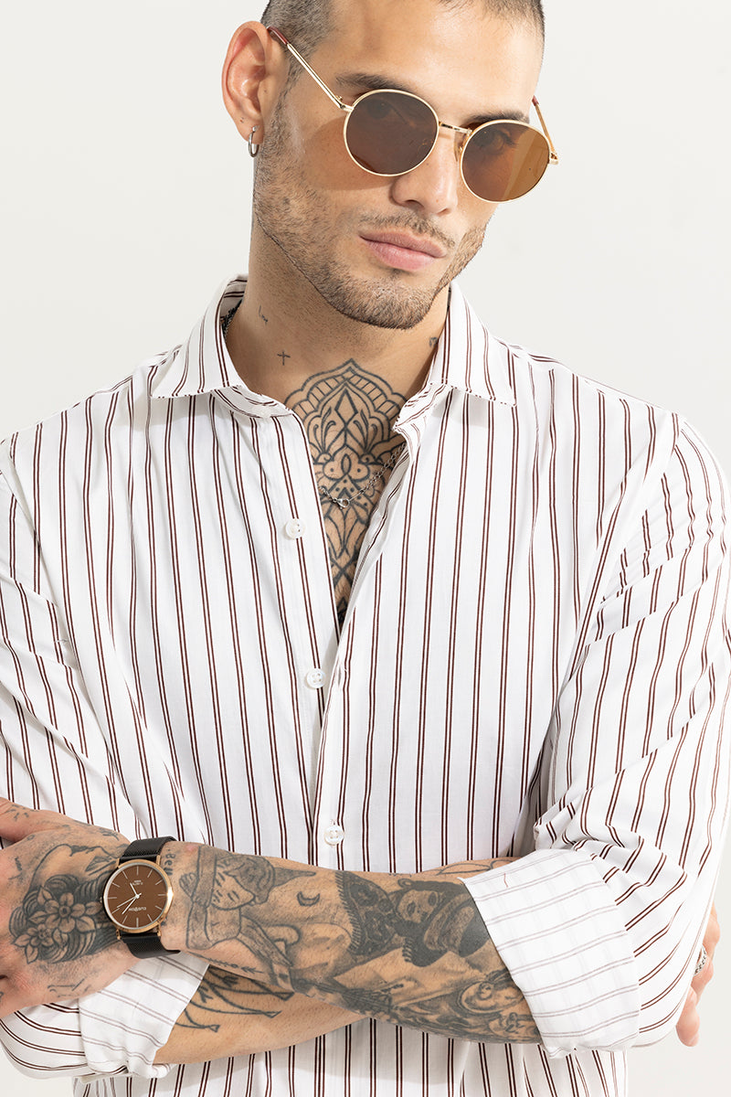 Dual Line Stripe White Shirt