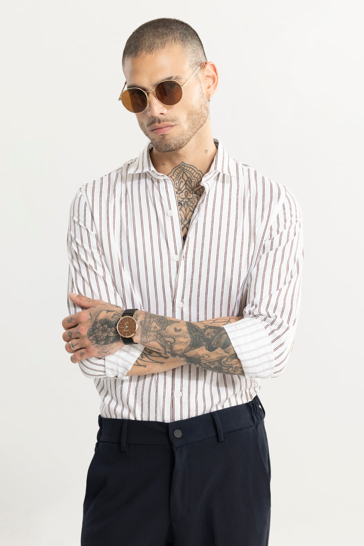 Dual Line Stripe White Shirt