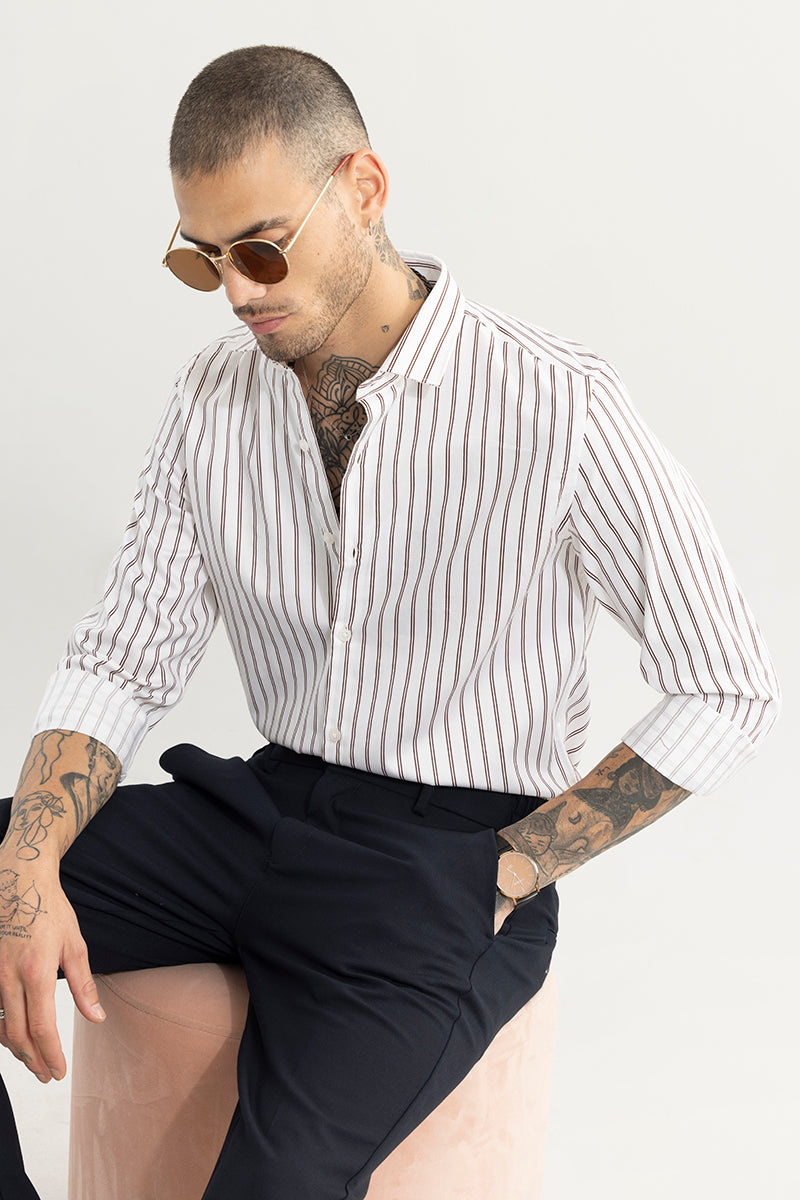 Dual Line Stripe White Shirt