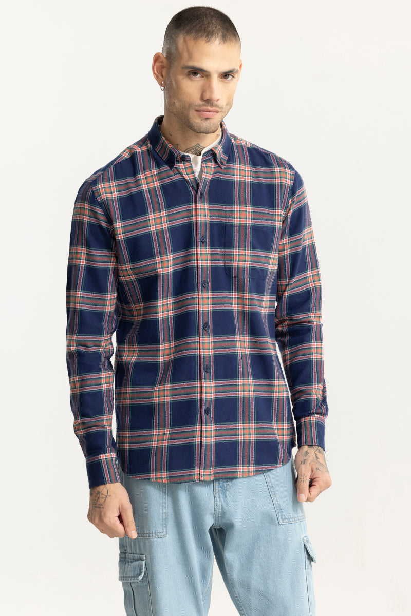 Fogey Dark Blue Checks Shirt