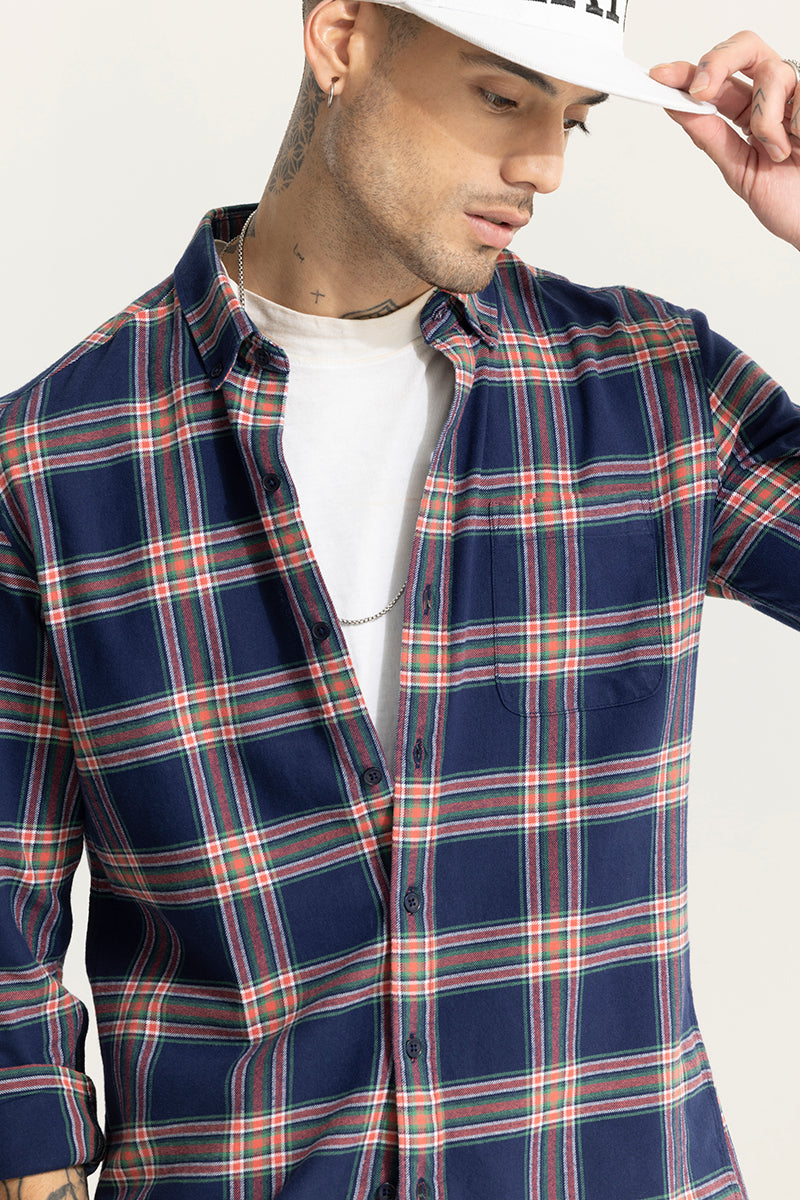 Fogey Dark Blue Checks Shirt