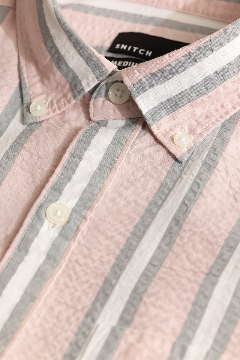 Metro Stripe Pink Seersucker Shirt