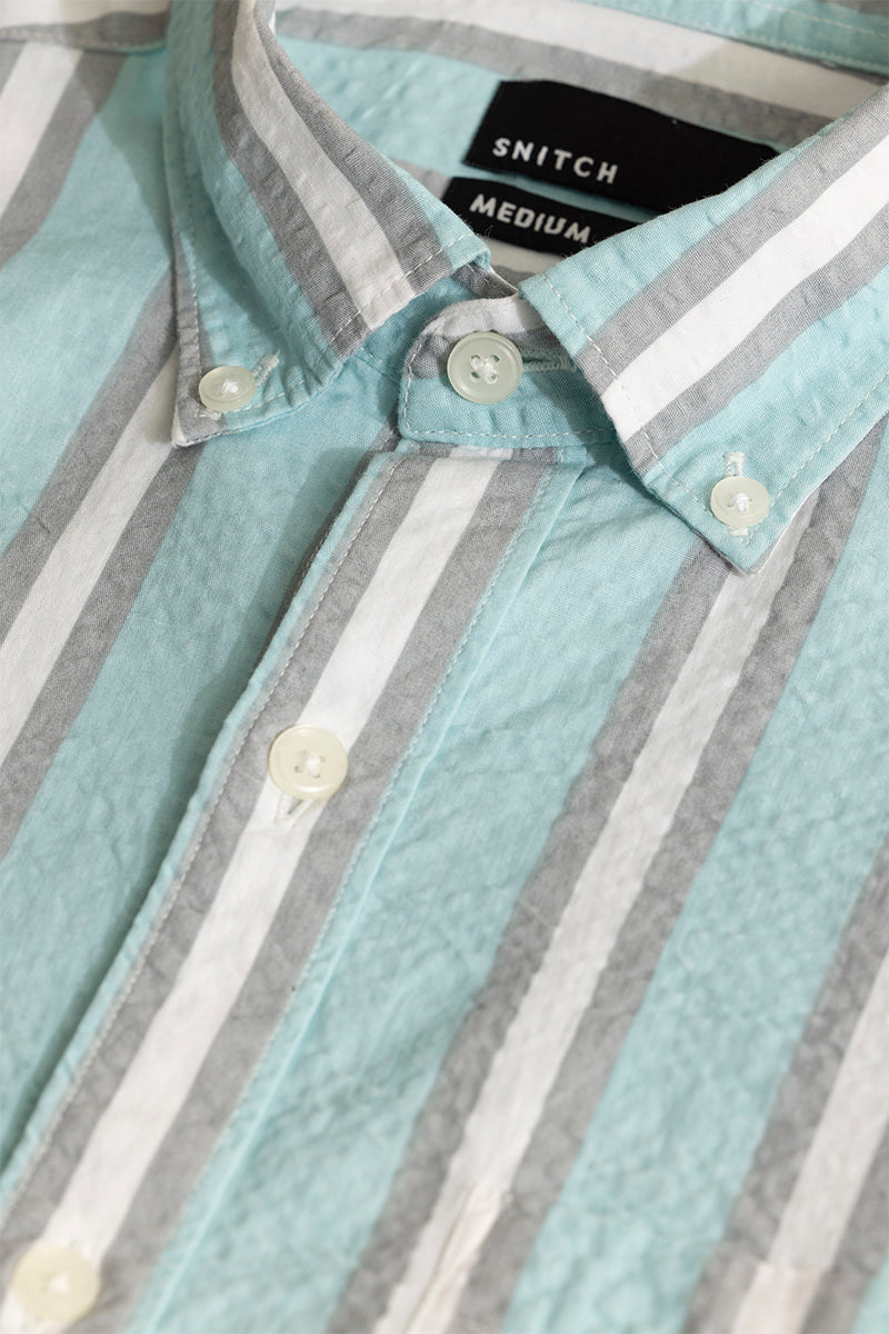 Metro Stripe Blue Seersucker Shirt