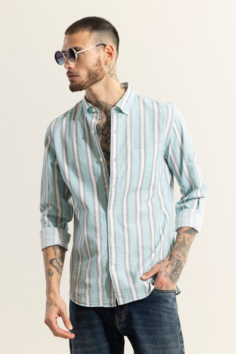 Metro Stripe Blue Seersucker Shirt