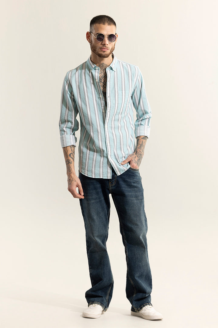 Metro Stripe Blue Seersucker Shirt