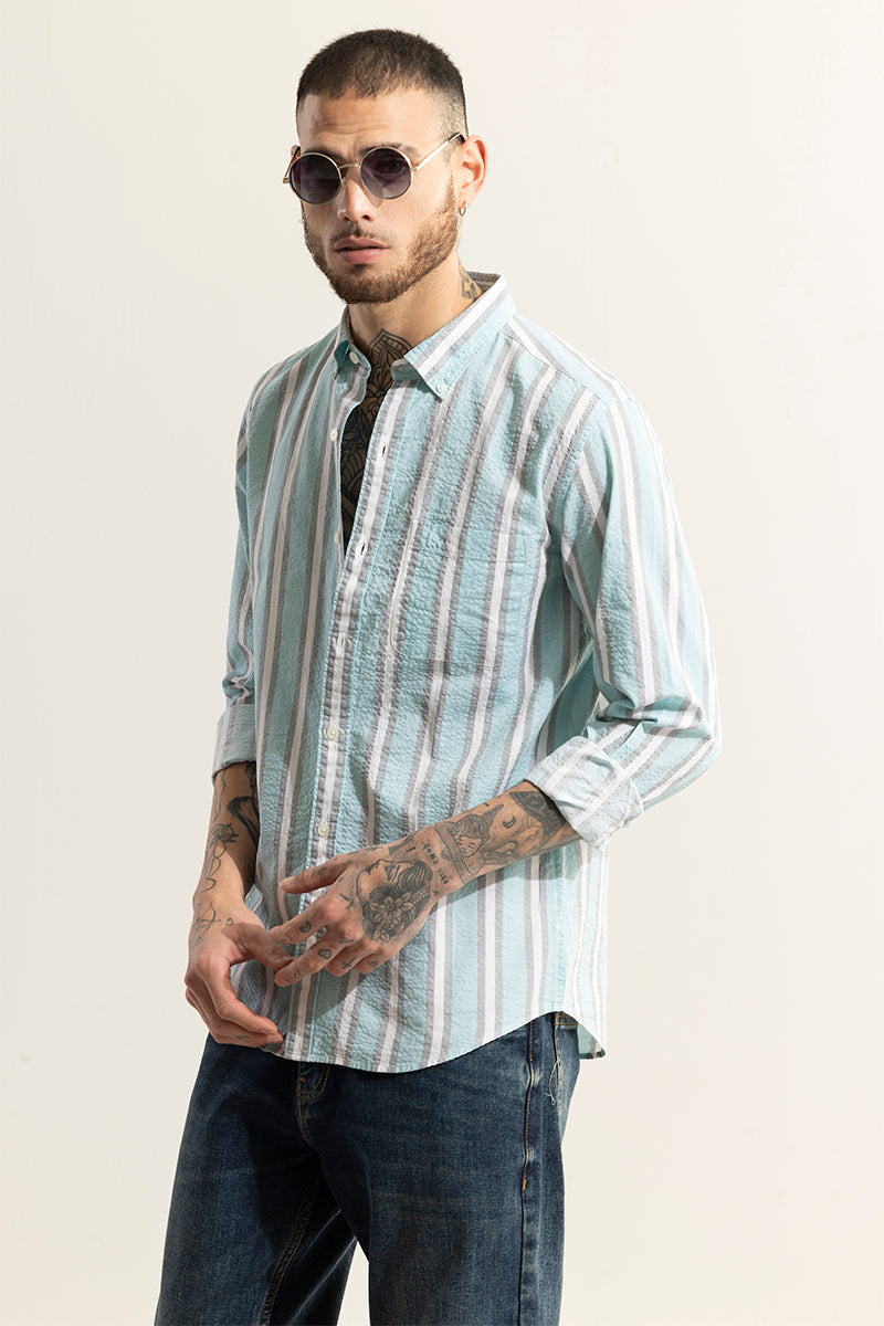 Metro Stripe Blue Seersucker Shirt