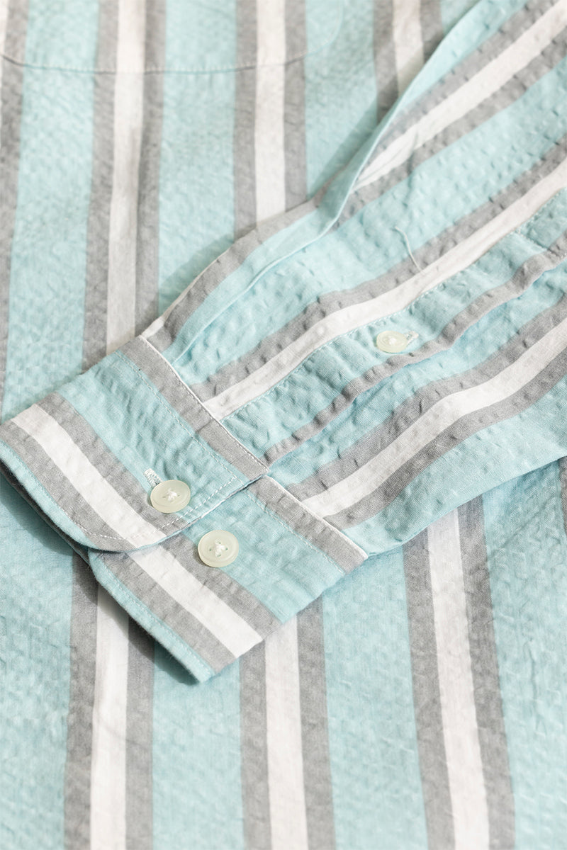 Metro Stripe Blue Seersucker Shirt