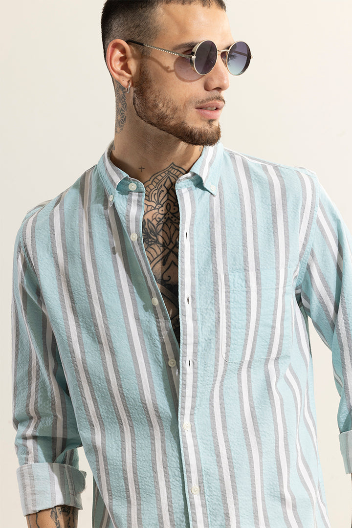 Metro Stripe Blue Seersucker Shirt