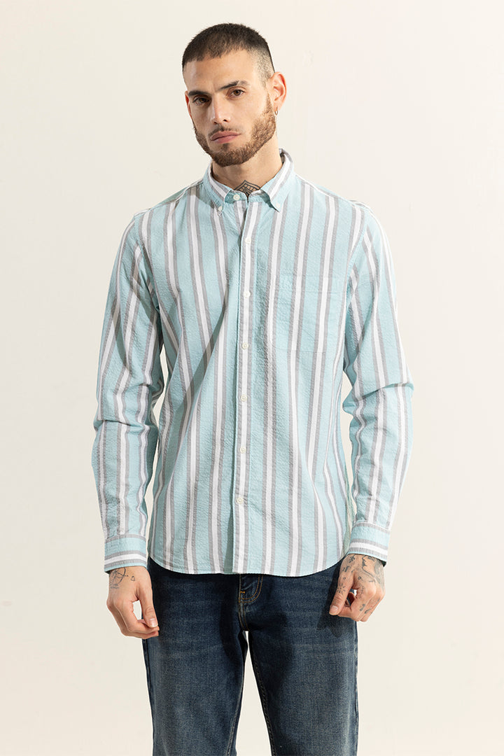 Metro Stripe Blue Seersucker Shirt