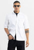 Double V Flap White Oversized Shirt