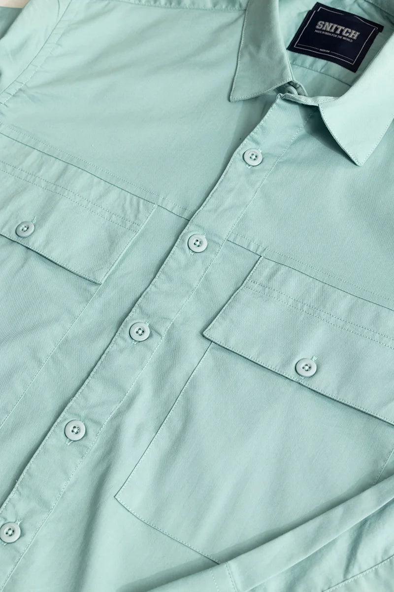 Basic Double Pocket Green Shirt