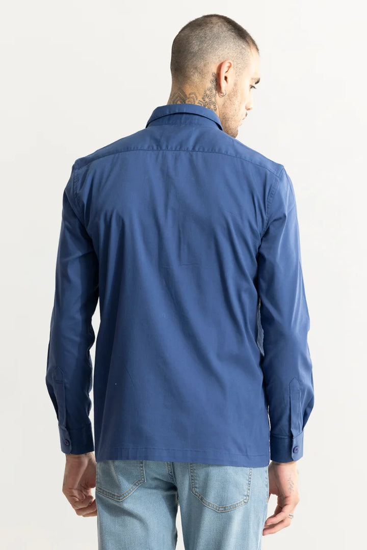 Basic Double Pocket Blue Shirt