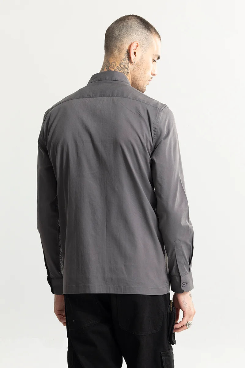 Basic Double Pocket Grey Shirt