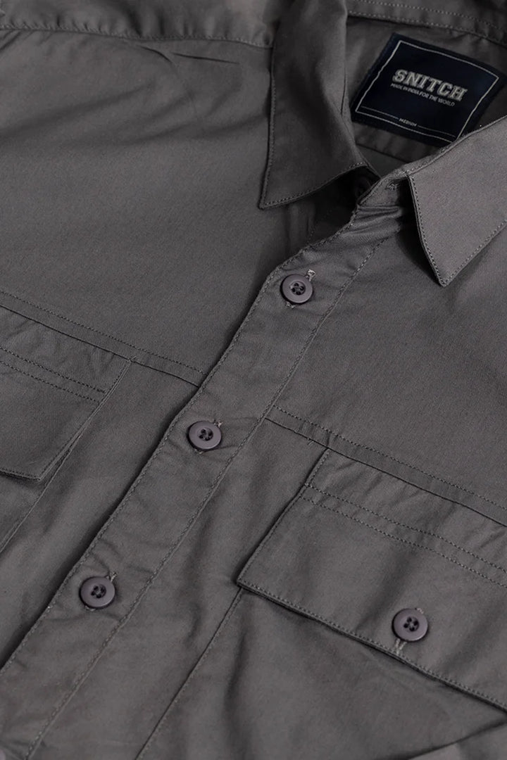 Basic Double Pocket Grey Shirt