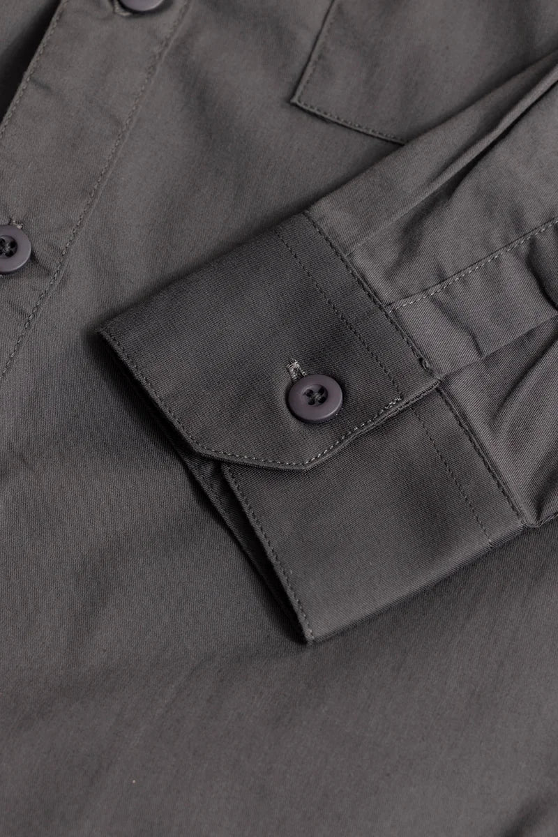 Basic Double Pocket Grey Shirt